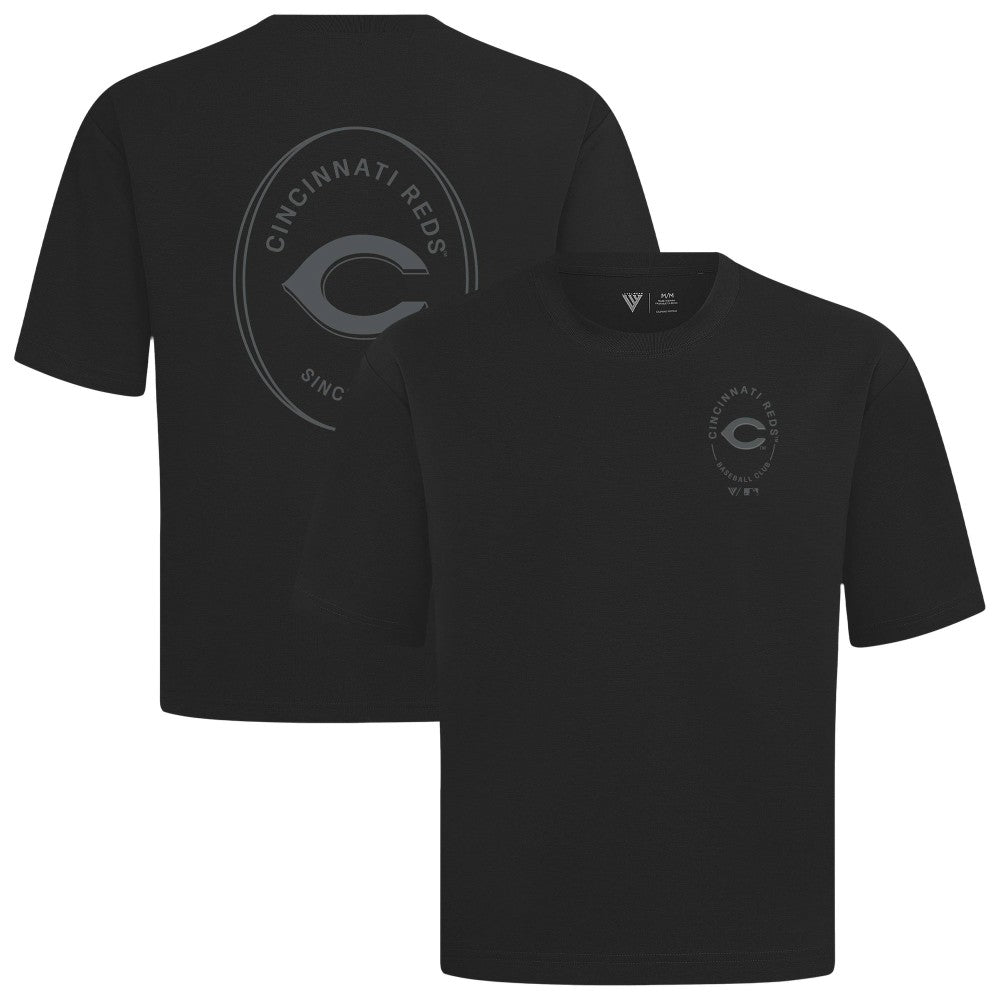 Cincinnati Reds Levelwear Register Oversized Luxe Signature Knit T-Shirt - Black