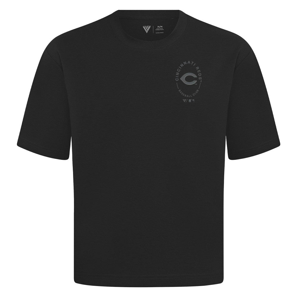 Cincinnati Reds Levelwear Register Oversized Luxe Signature Knit T-Shirt - Black