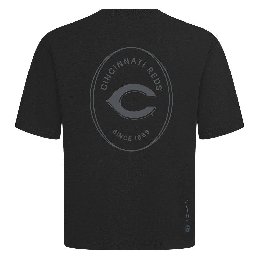 Cincinnati Reds Levelwear Register Oversized Luxe Signature Knit T-Shirt - Black