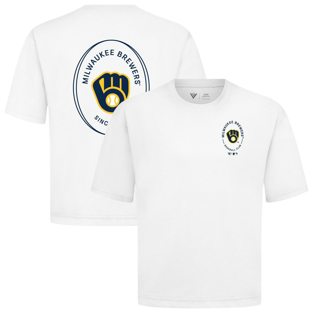 Milwaukee Brewers Levelwear Register Oversized Luxe Signature Knit T-Shirt - White