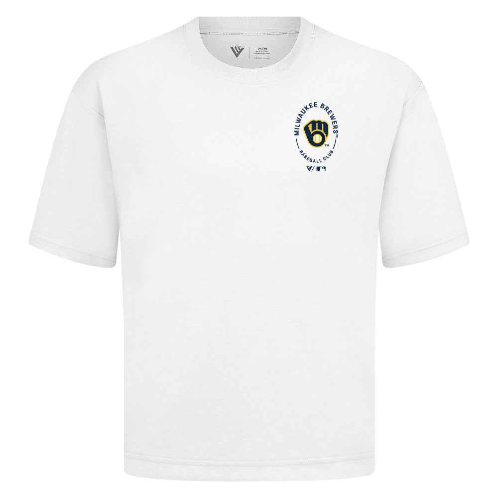 Milwaukee Brewers Levelwear Register Oversized Luxe Signature Knit T-Shirt - White