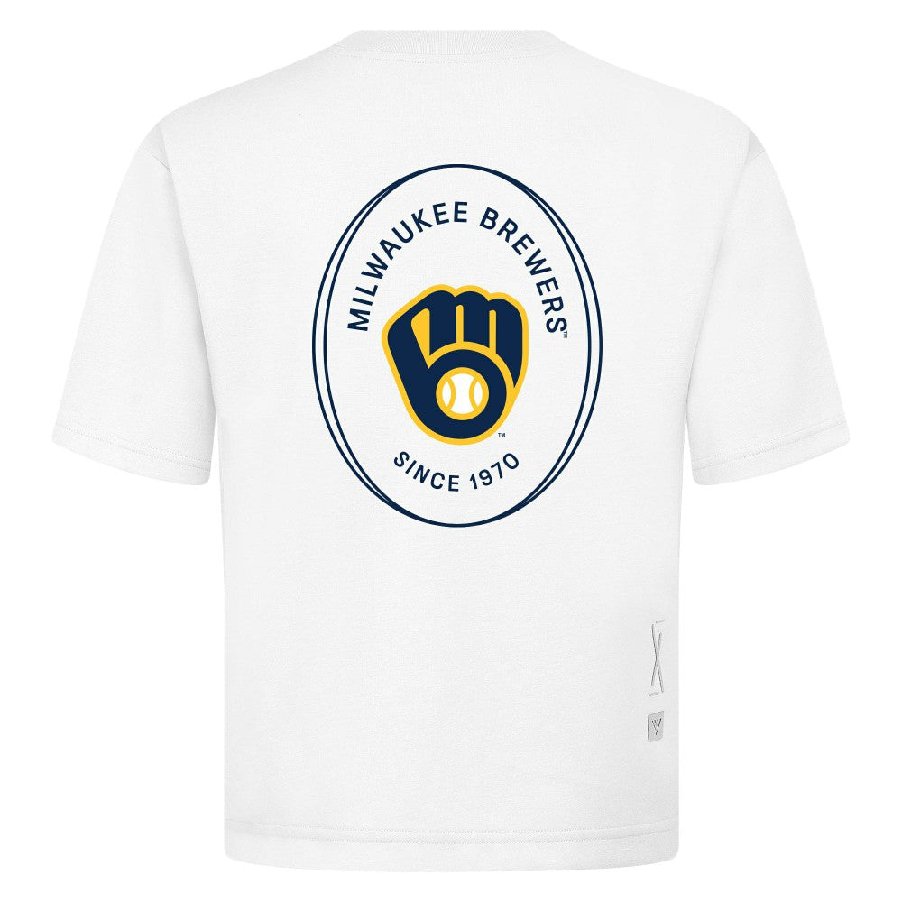 Milwaukee Brewers Levelwear Register Oversized Luxe Signature Knit T-Shirt - White