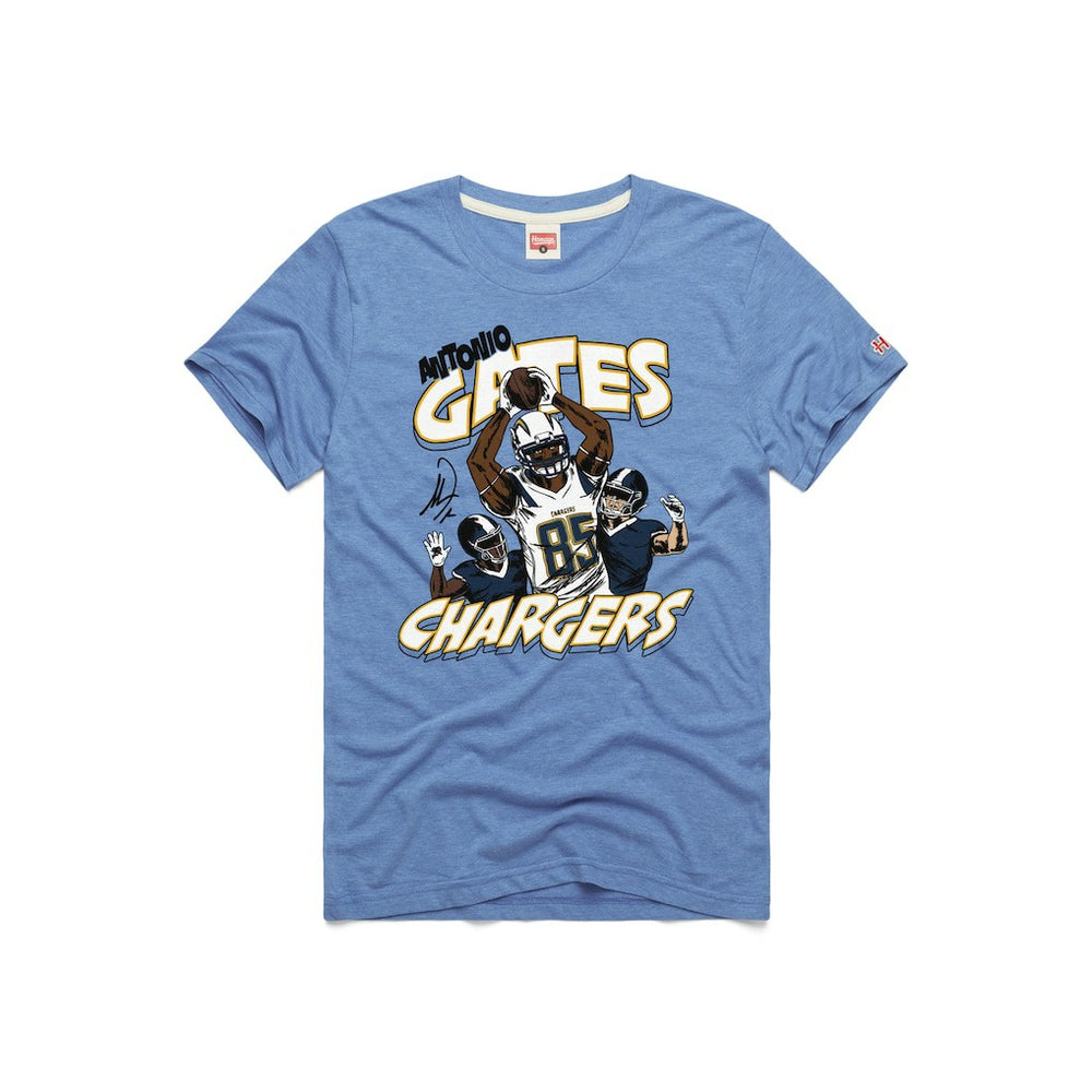 NFL Los Angeles Chargers Antonio Gates  Homage Unisex Caricature Retired Player Tri-Blend T-Shirt