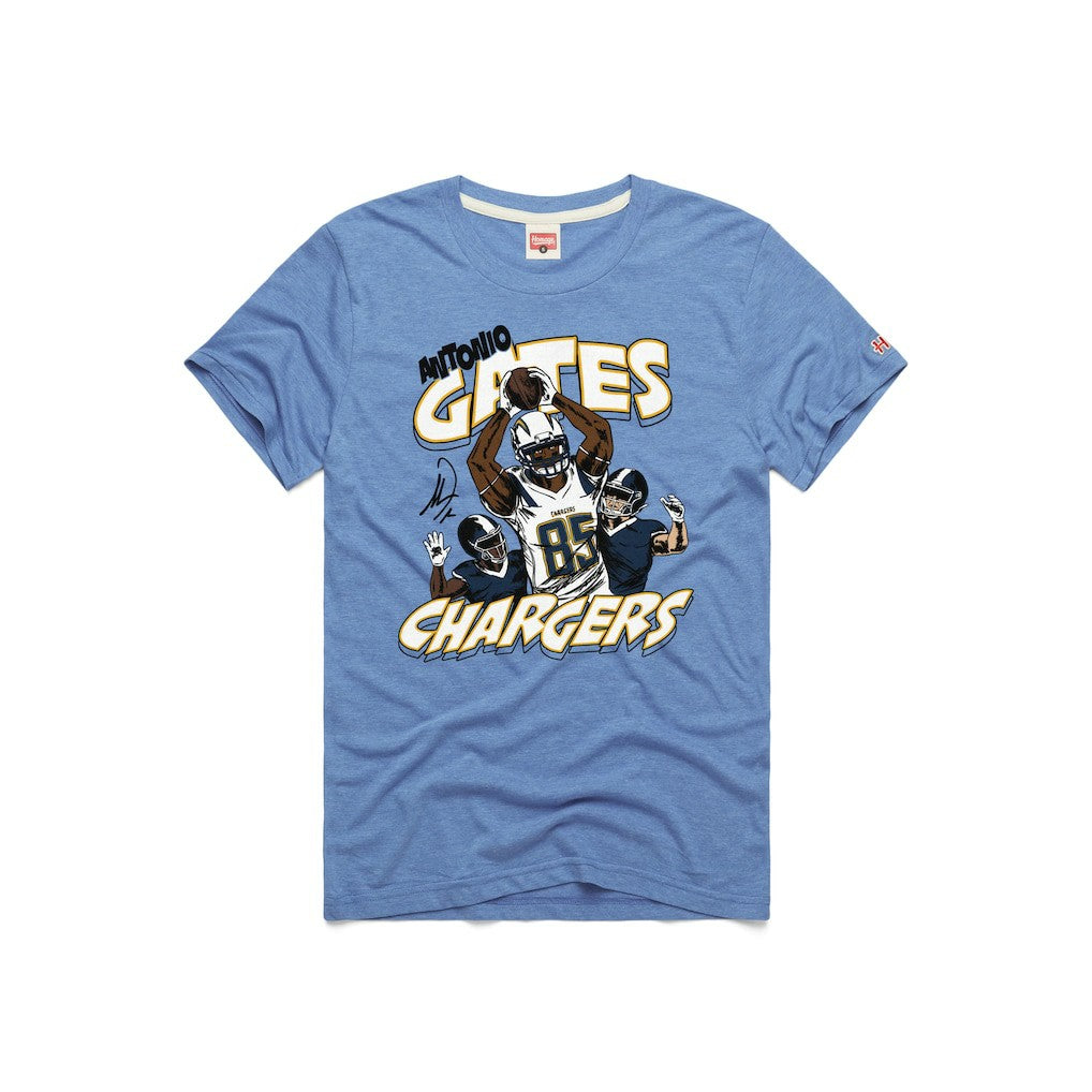 NFL Los Angeles Chargers Antonio Gates  Homage Unisex Caricature Retired Player Tri-Blend T-Shirt