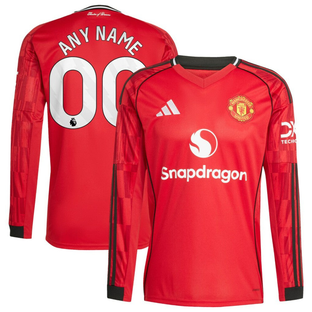 Manchester United Home 2025/26 Custom Replica Long Sleeve Jersey / Soccer Outlet