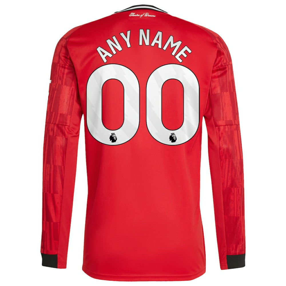 Manchester United Home 2025/26 Custom Replica Long Sleeve Jersey / Soccer Outlet