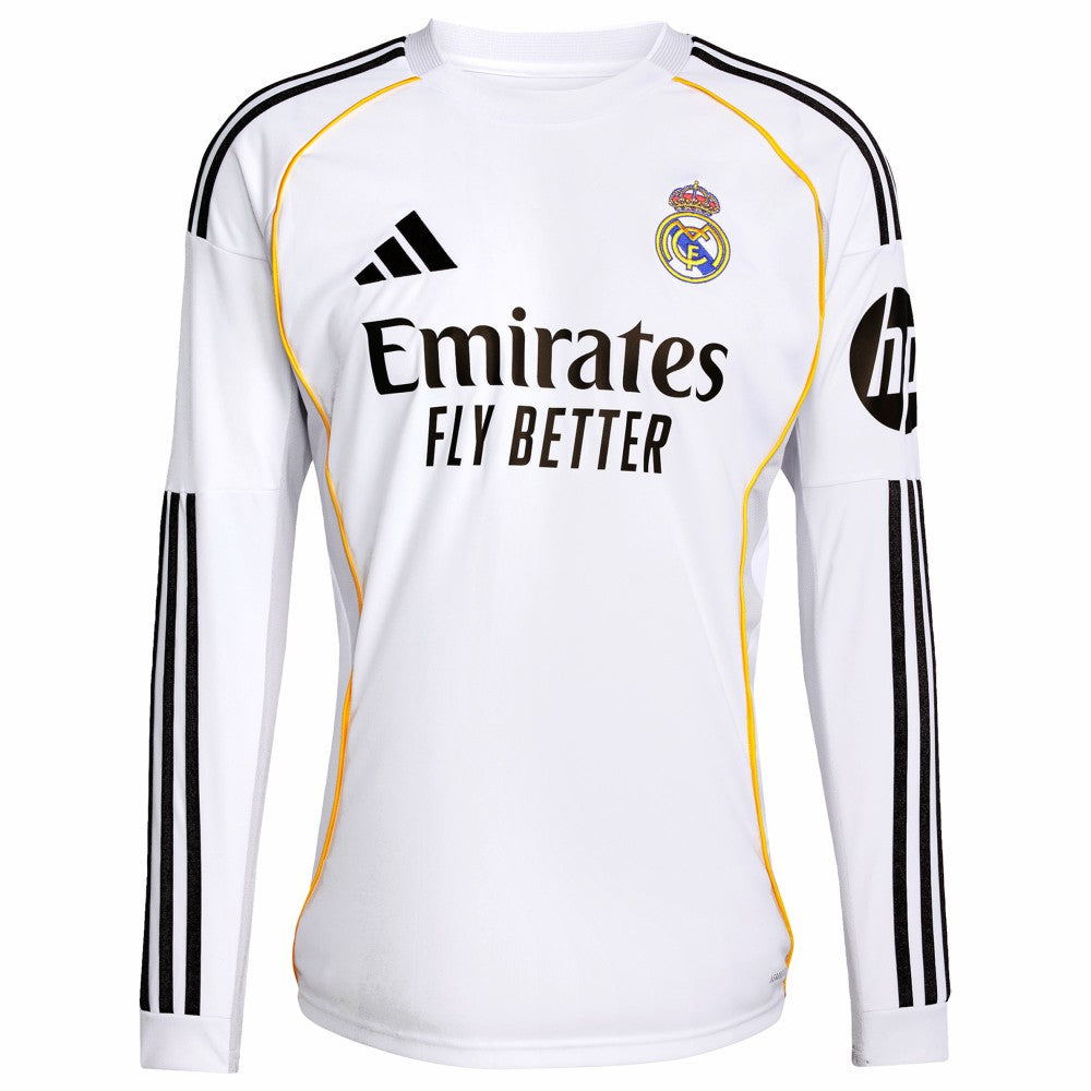 Real Madrid 2025/26 Home Replica Long Sleeve Custom Jersey / Soccer Discount