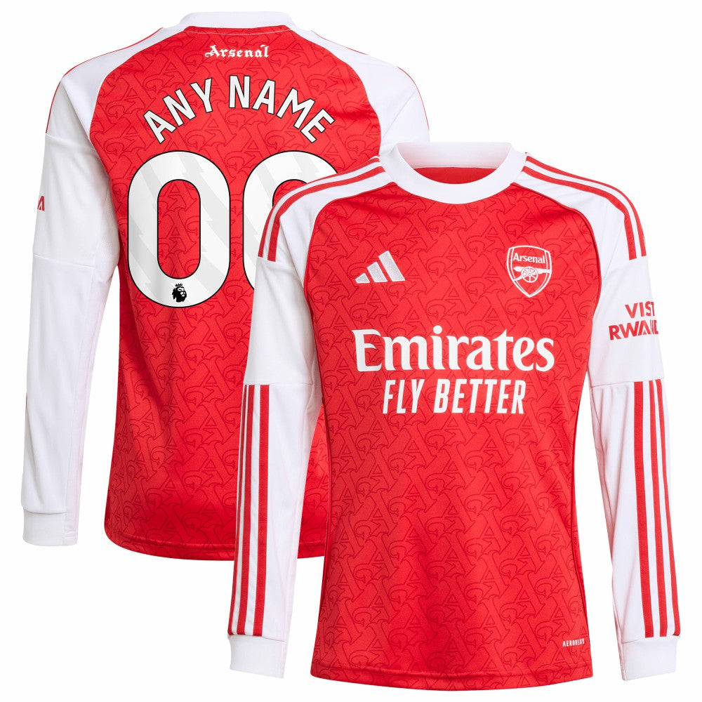 Arsenal Youth 2025/26 Home Replica Long Sleeve Custom Jersey / Soccer Outlet