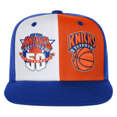 New York Knicks Youth 50th Anniversary Duo Front Snapback Hat - Blue | Mitchell & Ness discount
