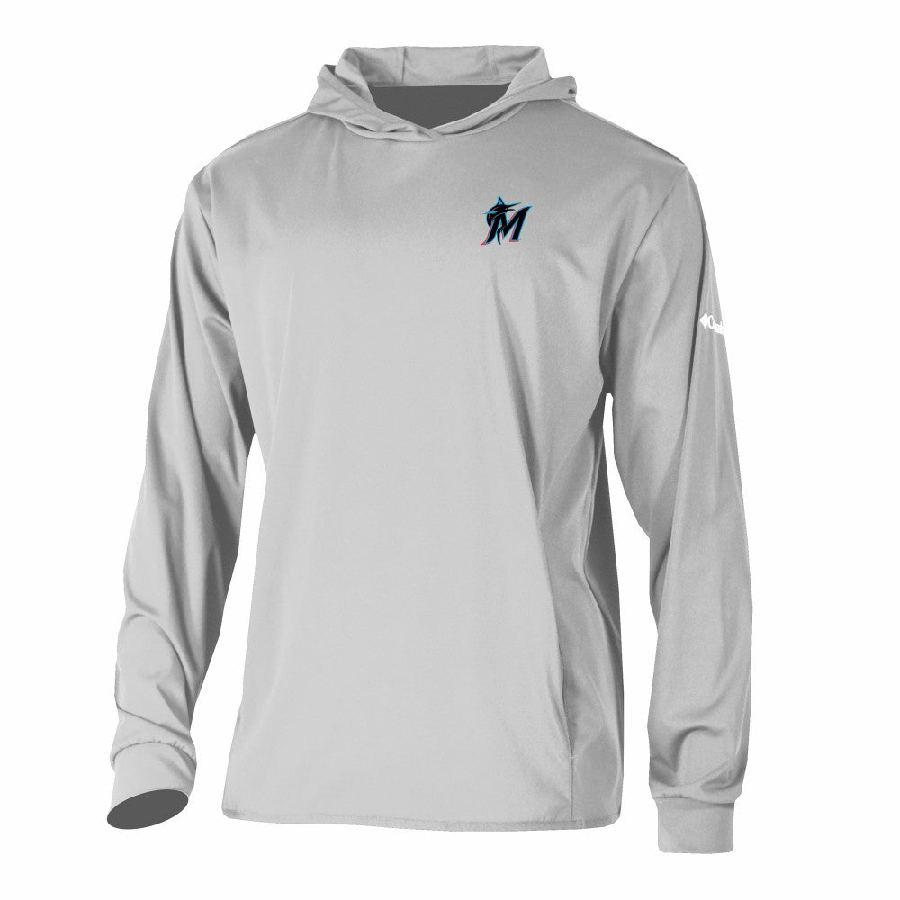 Miami Marlins Long Drive Pullover Hoodie - Gray | Columbia