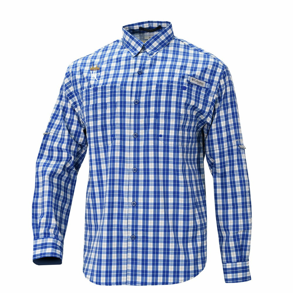 Kansas City Royals Super Tamiami Omni-Shade Long Sleeve Button-Down Shirt - Royal | Columbia