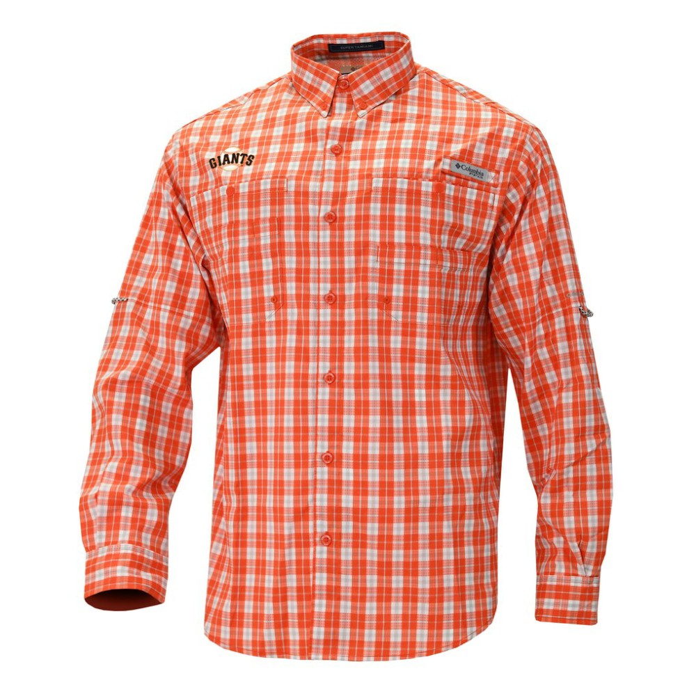 San Francisco Giants Super Tamiami Omni-Shade Long Sleeve Button-Down Shirt - Orange | Columbia