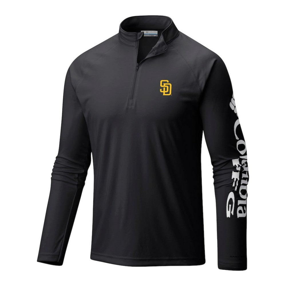 San Diego Padres Terminal Tackle Omni-Wick Raglan Quarter-Zip Pullover - Black | Columbia
