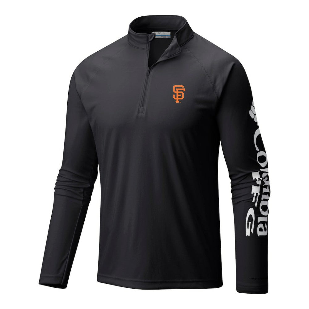 San Francisco Giants Terminal Tackle Omni-Wick Raglan Quarter-Zip Pullover - Black | Columbia