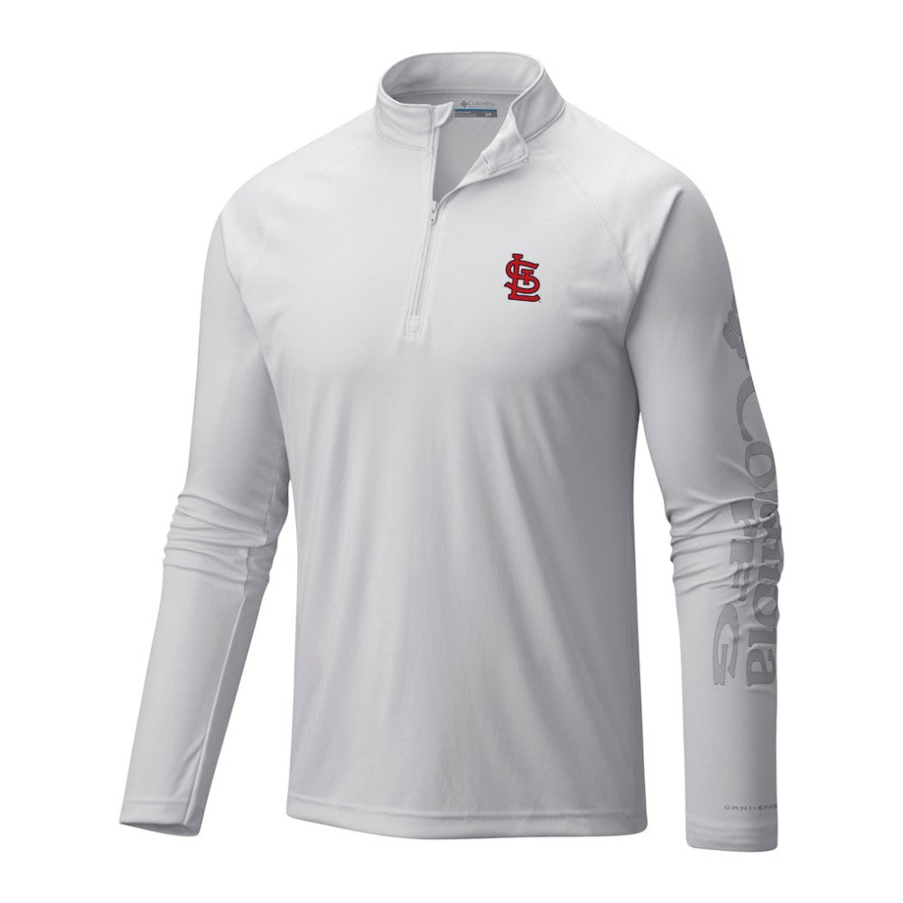 St. Louis Cardinals Terminal Tackle Omni-Wick Raglan Quarter-Zip Pullover - White | Columbia