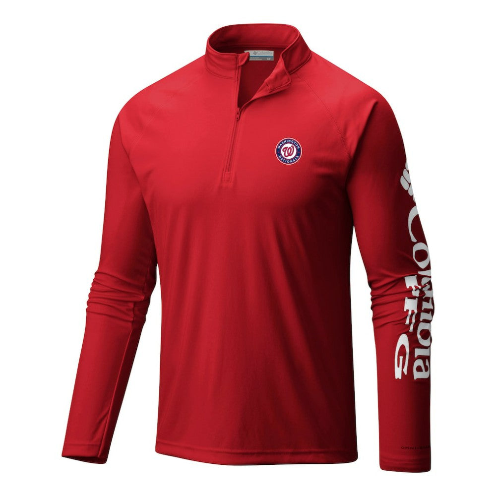 Washington Nationals Terminal Tackle Omni-Wick Raglan Quarter-Zip Pullover - Red | Columbia