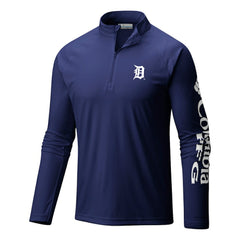 Detroit Tigers Terminal Tackle Omni-Wick Raglan Quarter-Zip Pullover - Navy | Columbia