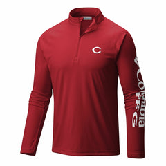 Cincinnati Reds Terminal Tackle Omni-Wick Raglan Quarter-Zip Pullover - Red | Columbia