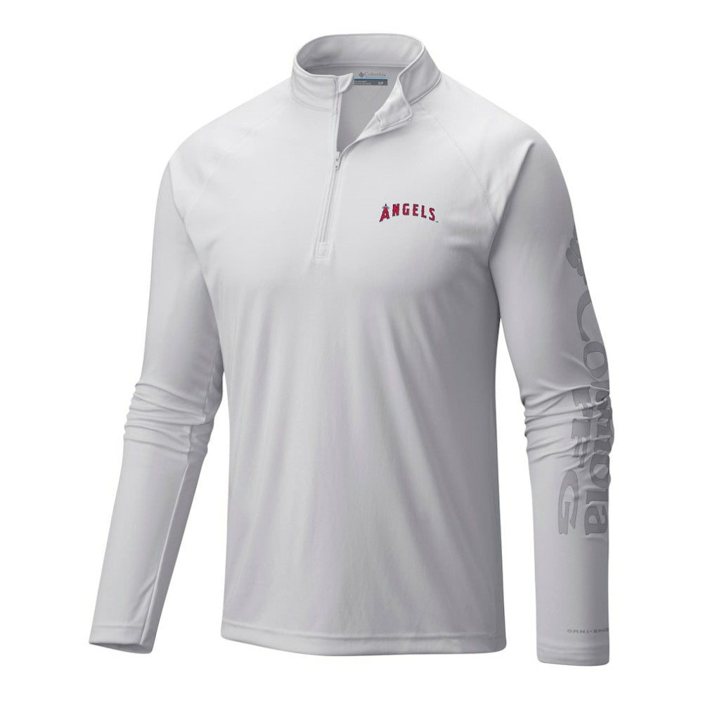 Los Angeles Angels Terminal Tackle Omni-Wick Raglan Quarter-Zip Pullover - White | Columbia