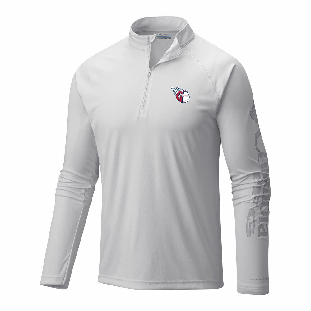 Cleveland Guardians Terminal Tackle Omni-Wick Raglan Quarter-Zip Pullover - White | Columbia