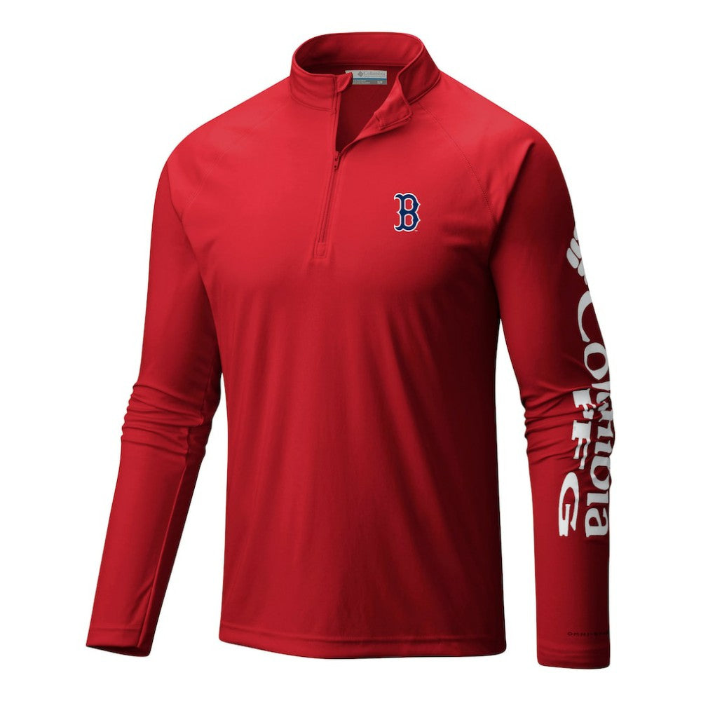 Boston Red Sox Terminal Tackle Omni-Wick Raglan Quarter-Zip Pullover - Red | Columbia