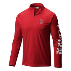 Boston Red Sox Terminal Tackle Omni-Wick Raglan Quarter-Zip Pullover - Red | Columbia