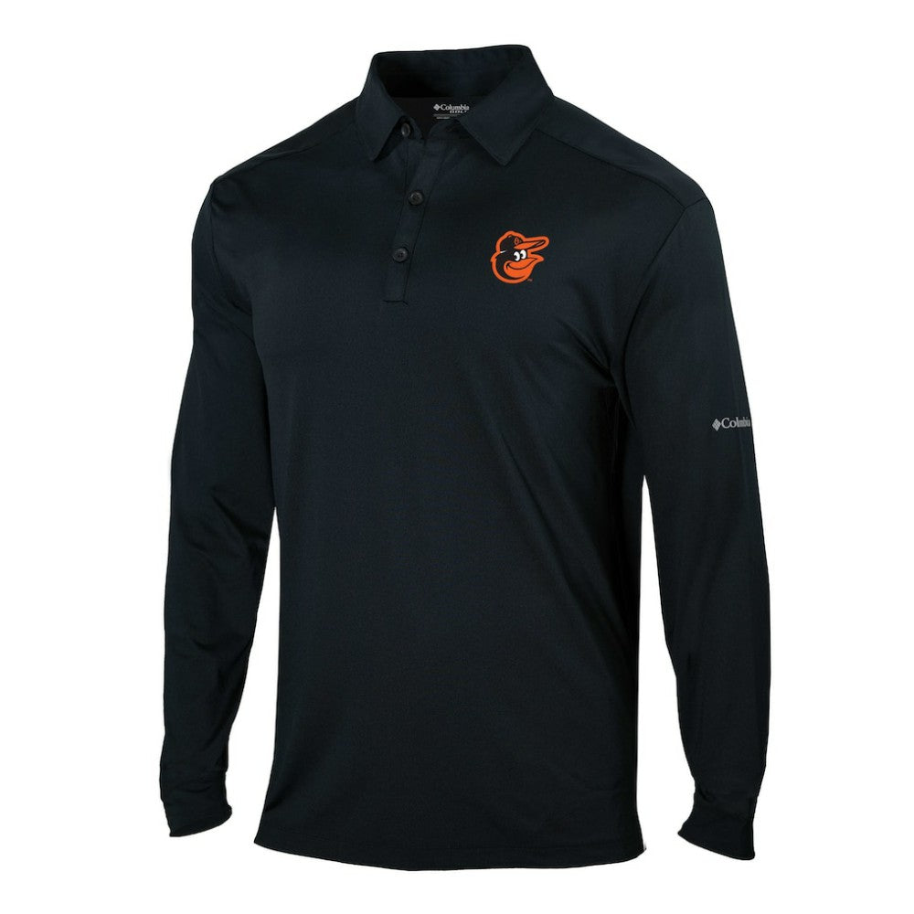 Baltimore Orioles Omni-Wick Pin High Long Sleeve Polo - Black | Columbia
