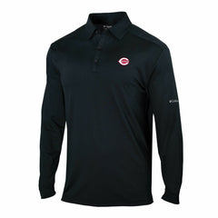 Cincinnati Reds Omni-Wick Pin High Long Sleeve Polo - Black | Columbia