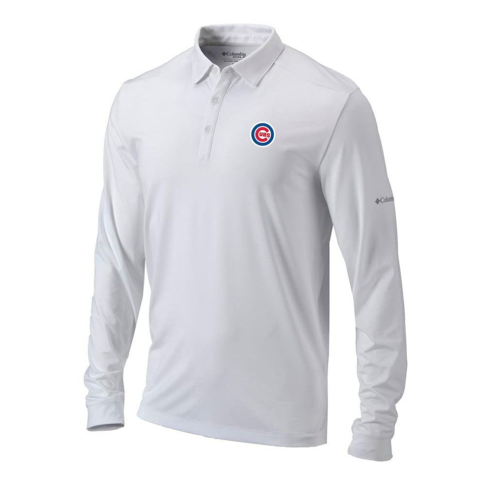 Chicago Cubs Omni-Wick Pin High Long Sleeve Polo - White | Columbia
