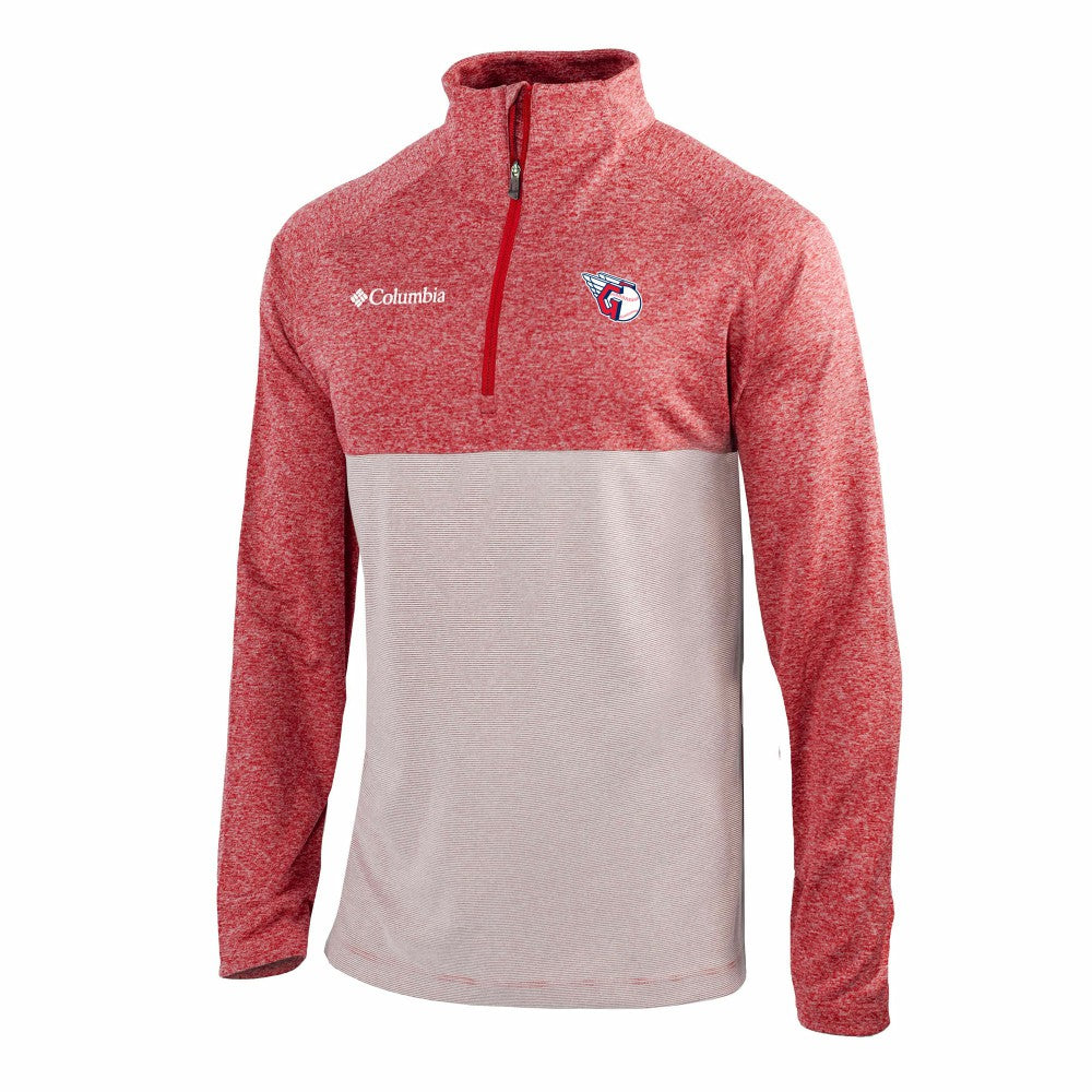 Cleveland Guardians Omni-Wick Raglan Rockin' It Quarter-Zip Pullover - Red | Columbia