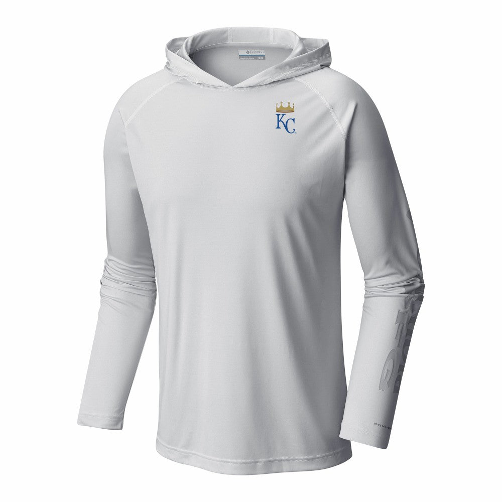 Kansas City Royals Terminal Tackle Omni-Shade Raglan Pullover Hoodie - White | Columbia