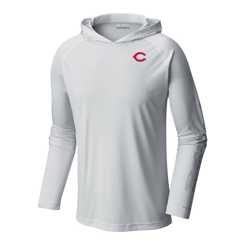Cincinnati Reds Terminal Tackle Omni-Shade Pullover Hoodie - White | Columbia