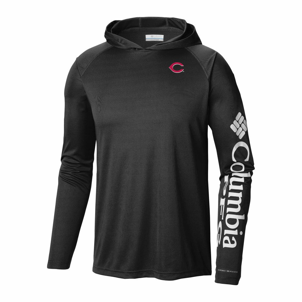 Cincinnati Reds Terminal Tackle Omni-Shade Pullover Hoodie - Black | Columbia