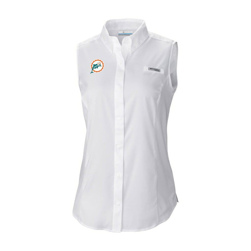 NFL Miami Dolphins Women's Historic Tamiami Omni-Shade Sleeveless Button-Up Shirt