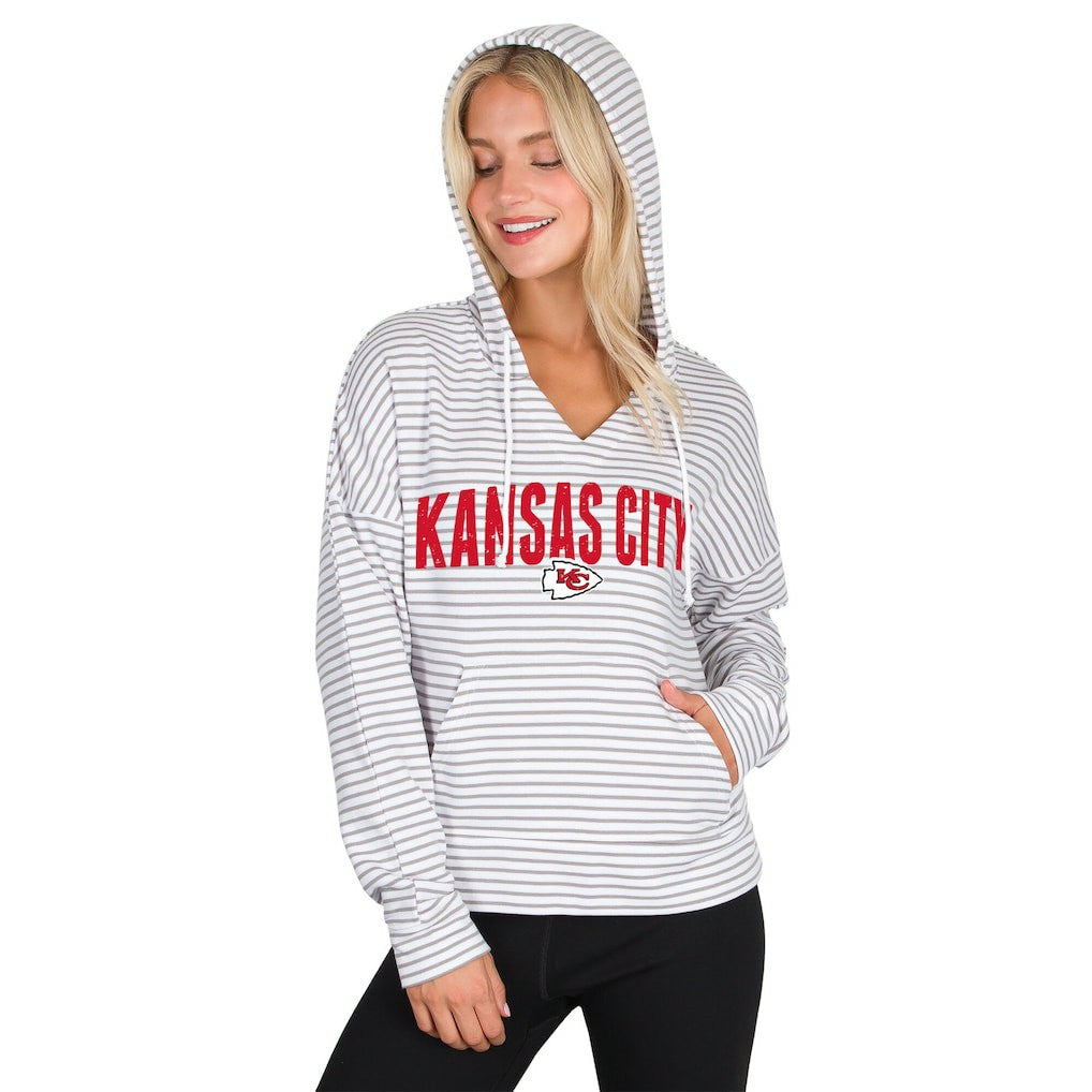 NFL Kansas City Chiefs Concepts Sport Women's Liftoff Striped V-Neck Hoodie