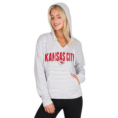 NFL Kansas City Chiefs Concepts Sport Women's Liftoff Striped V-Neck Hoodie