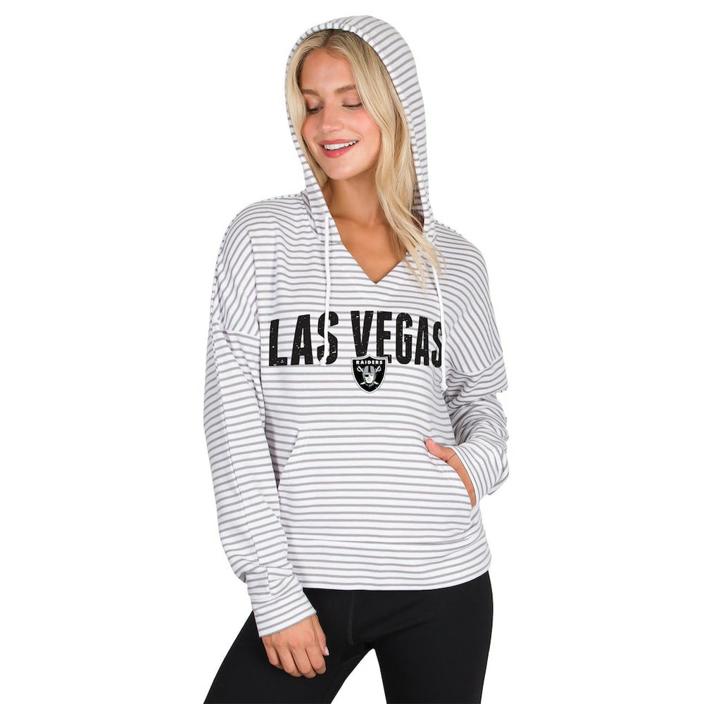 NFL Las Vegas Raiders Concepts Sport Women's Liftoff Striped V-Neck Hoodie