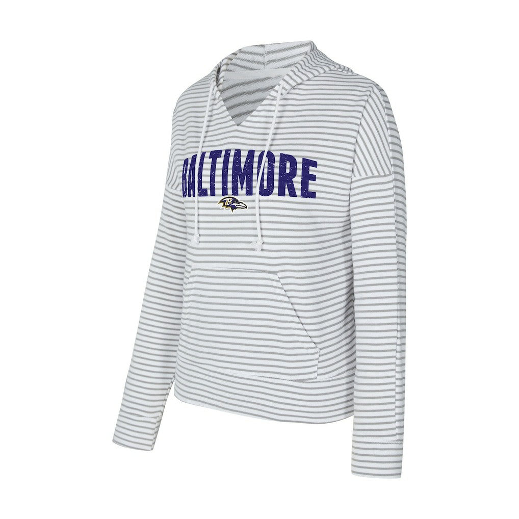NFL Baltimore Ravens Concepts Sport Women's Liftoff Striped V-Neck Hoodie