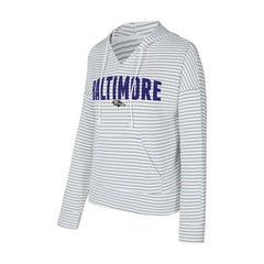 NFL Baltimore Ravens Concepts Sport Women's Liftoff Striped V-Neck Hoodie