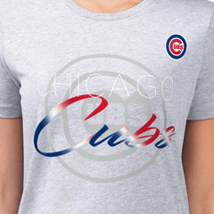 Chicago Cubs G-III 4Her by Carl Banks Women's Super-Slim Fit Lightweight Shadow Logo Graphic T-Shirt - Heather Gray