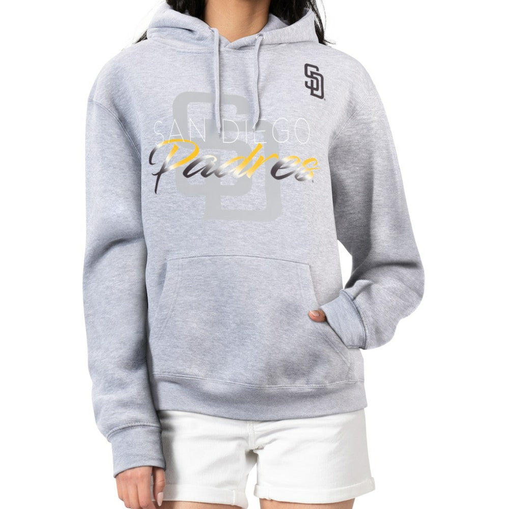 San Diego Padres G-III 4Her by Carl Banks Women's Shadow Logo Graphic Pullover Hoodie - Heather Gray
