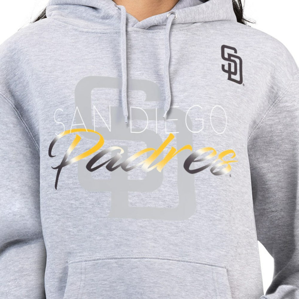 San Diego Padres G-III 4Her by Carl Banks Women's Shadow Logo Graphic Pullover Hoodie - Heather Gray