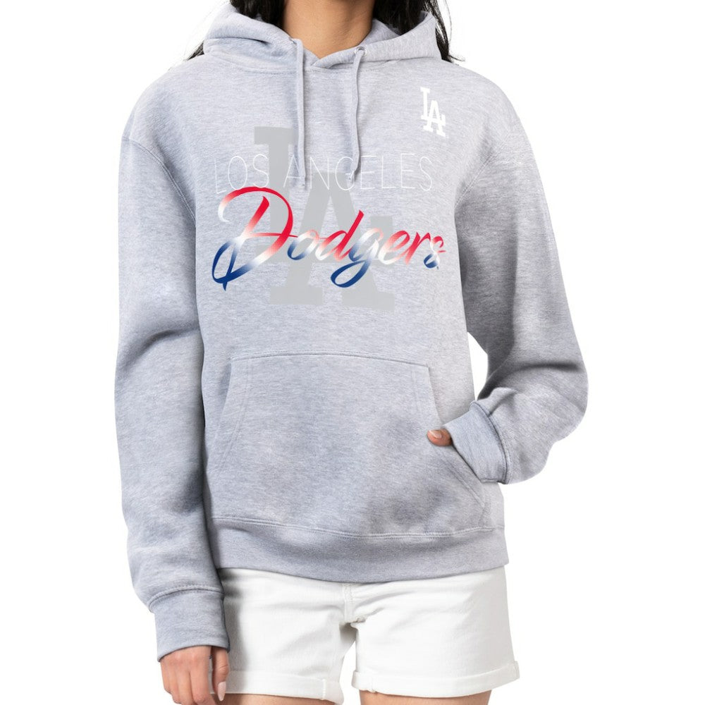 Los Angeles Dodgers G-III 4Her by Carl Banks Women's Shadow Logo Graphic Pullover Hoodie - Heather Gray