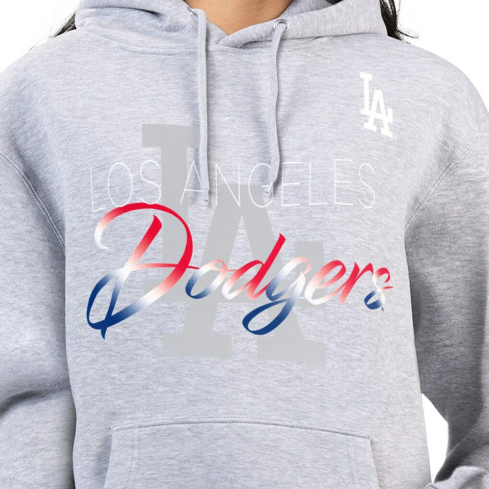Los Angeles Dodgers G-III 4Her by Carl Banks Women's Shadow Logo Graphic Pullover Hoodie - Heather Gray