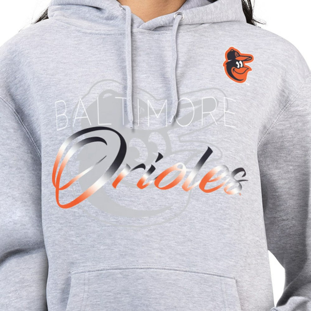 Baltimore Orioles G-III 4Her by Carl Banks Women's Shadow Logo Graphic Pullover Hoodie - Heather Gray