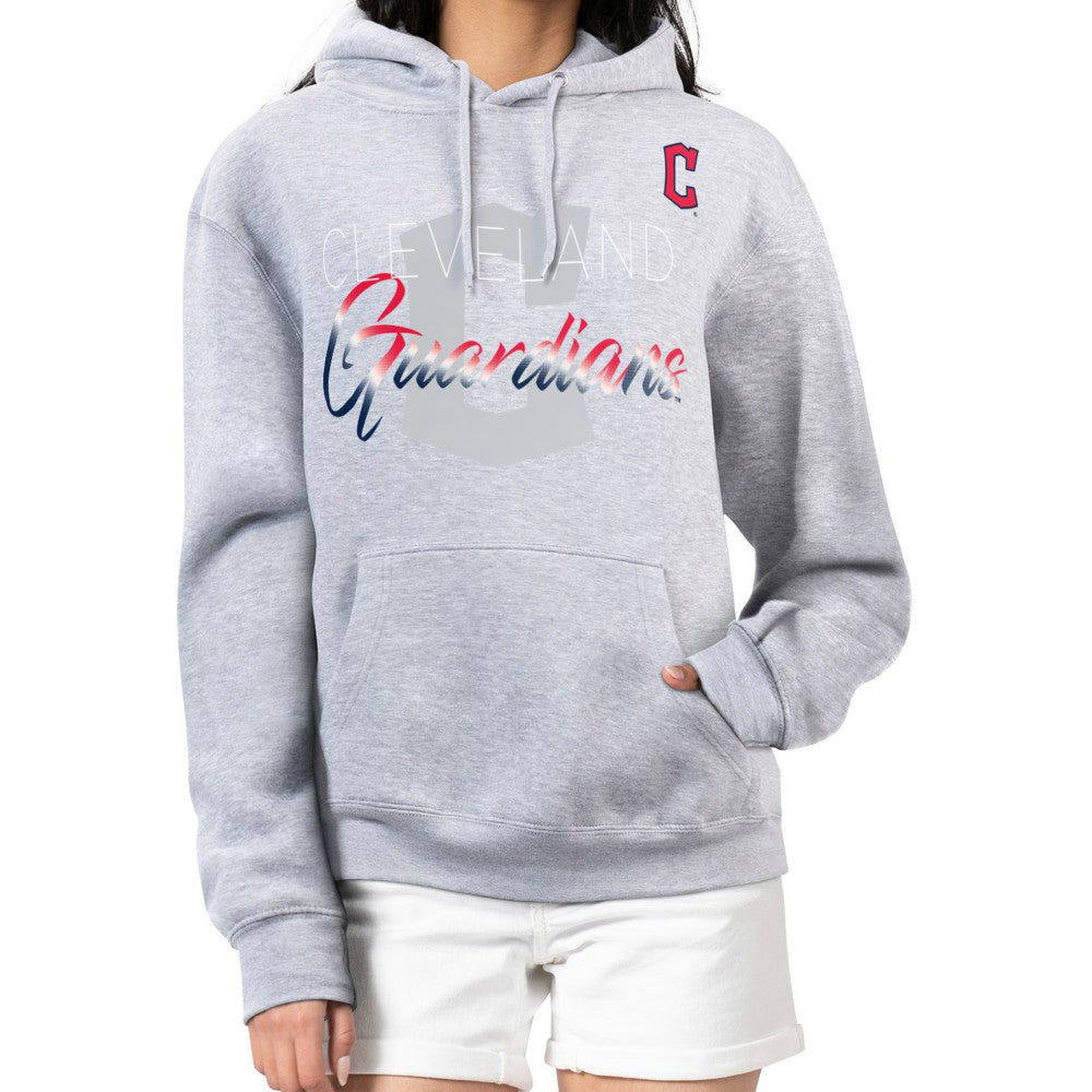 Cleveland Guardians G-III 4Her by Carl Banks Women's Shadow Logo Graphic Pullover Hoodie - Heather Gray