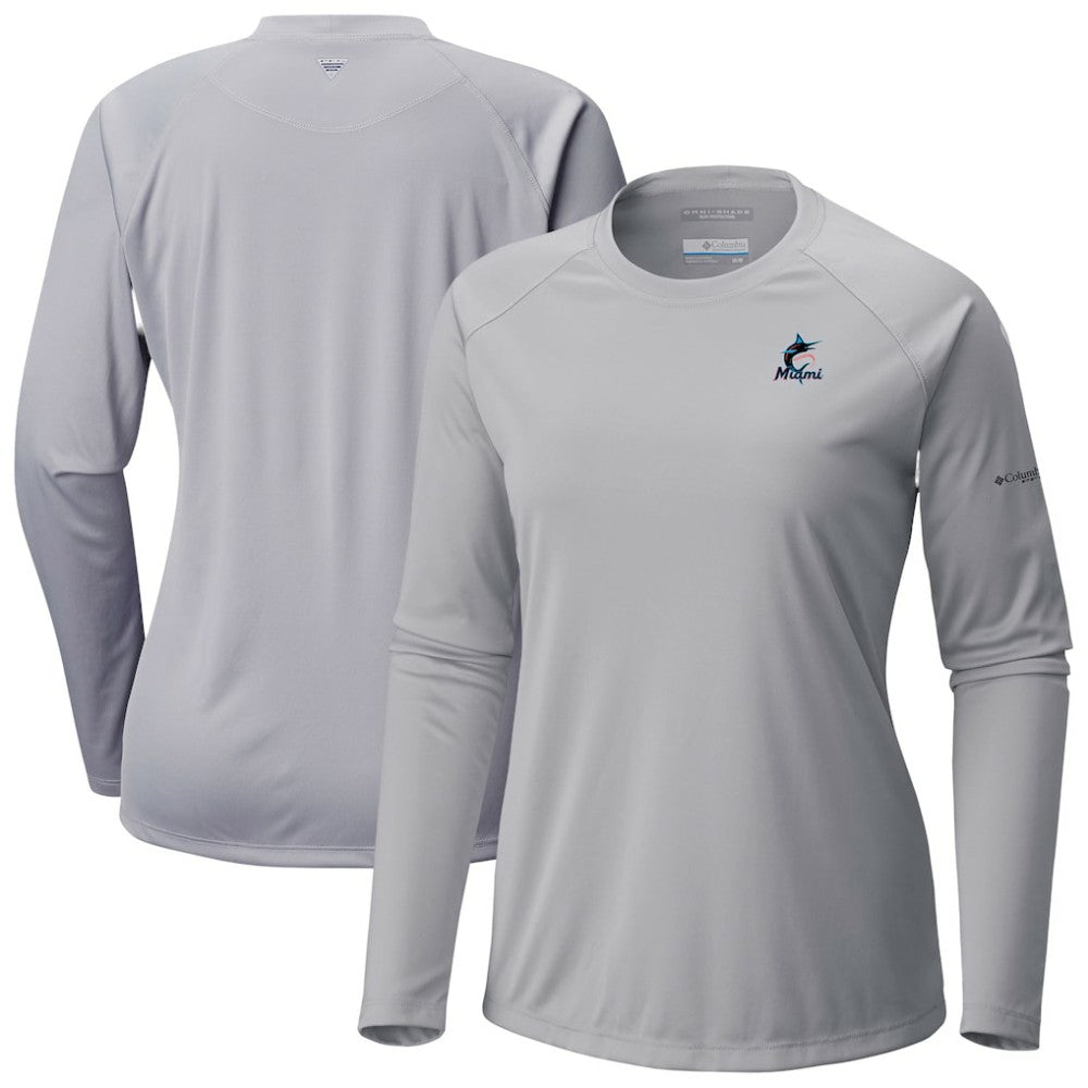 Miami Marlins Tidal Tee II Long Sleeve T-Shirt - Gray | Columbia