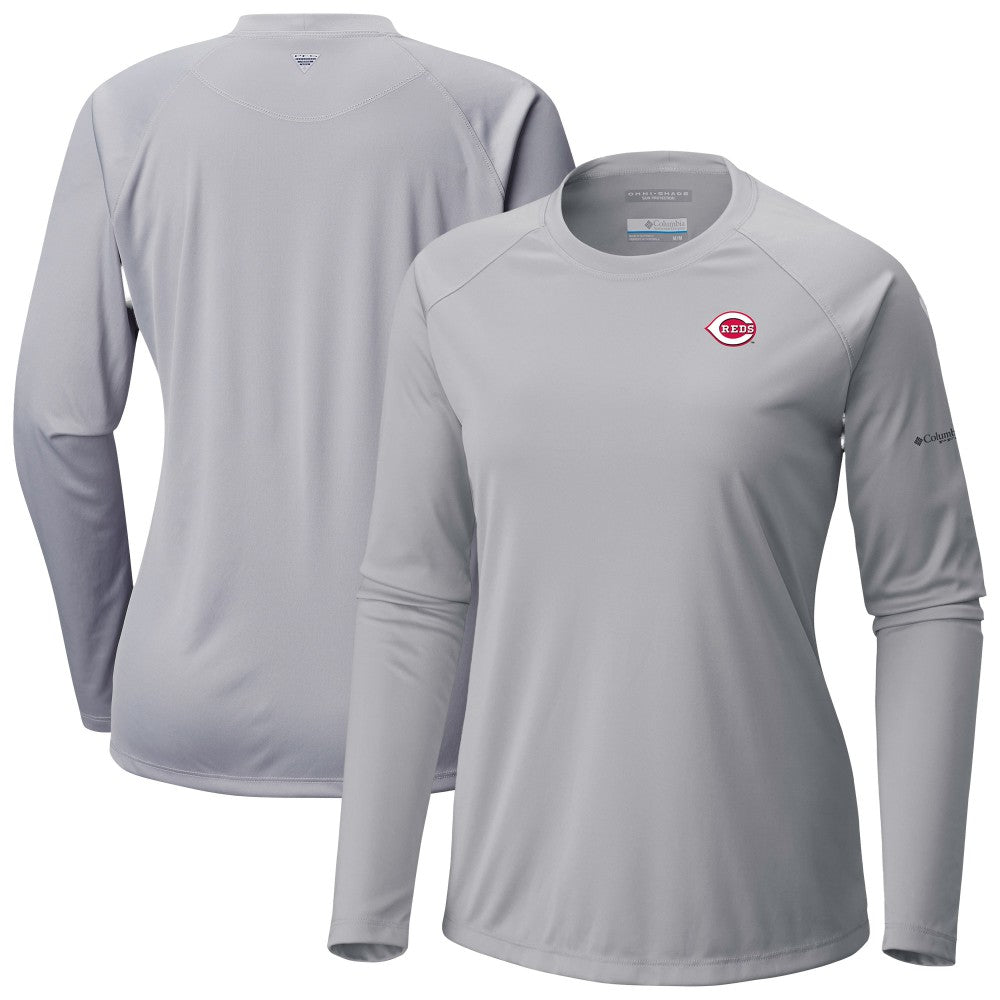Cincinnati Reds Tidal Tee II Long Sleeve T-Shirt - Gray | Columbia