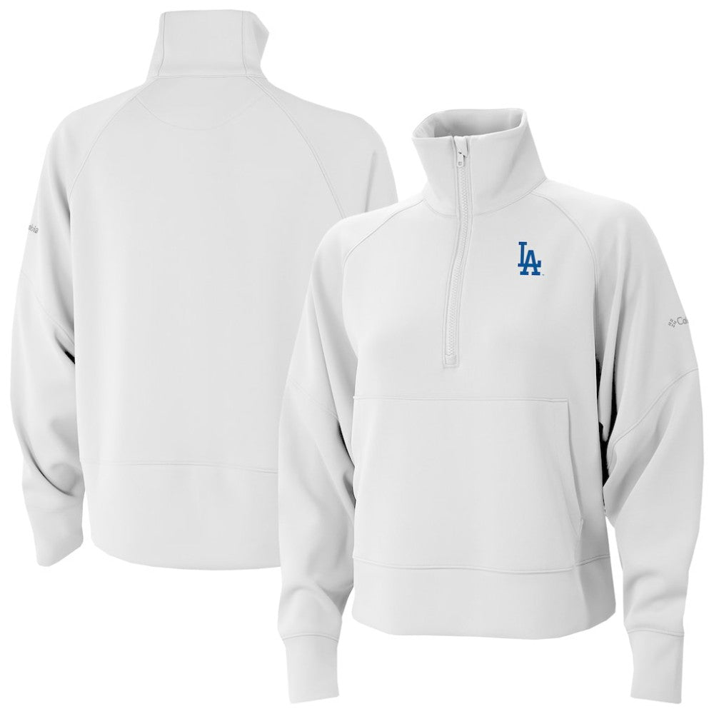 Los Angeles Dodgers Women's Wickhams Hills Raglan Omni-Wick Quarter-Zip Pullover - White | Columbia