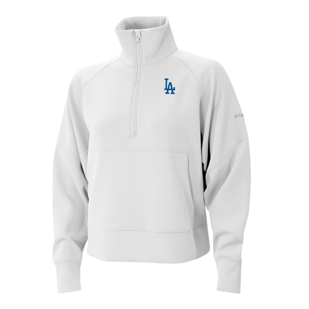 Los Angeles Dodgers Women's Wickhams Hills Raglan Omni-Wick Quarter-Zip Pullover - White | Columbia
